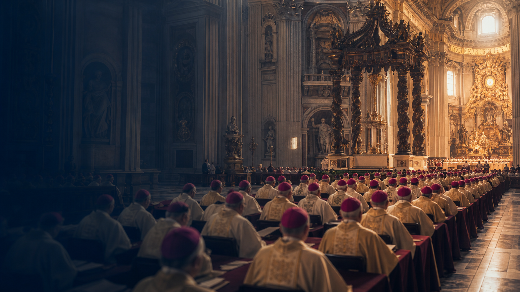 Padres conciliares reunidos en la Basílica de San Pedro